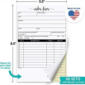 img 3 attached to Keep Your Business Organized With 321Done Order Form Pad - 2 Part Carbonless Sales Receipt Book - Small Size - Made In USA - (50 Sets)