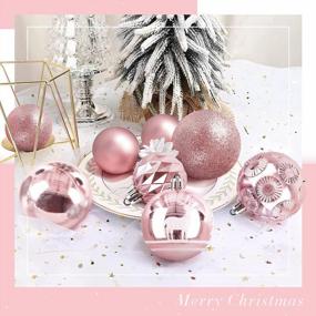 img 1 attached to Украсьте залы 128 небьющимися рождественскими украшениями для вашей елки - набор безделушек SOLEDI's Assorted Bauble в красивой розовой упаковке!