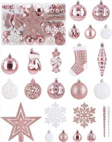 img 4 attached to Украсьте залы 128 небьющимися рождественскими украшениями для вашей елки - набор безделушек SOLEDI's Assorted Bauble в красивой розовой упаковке!