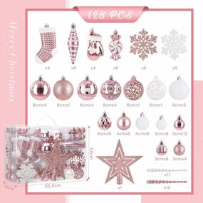 img 3 attached to Украсьте залы 128 небьющимися рождественскими украшениями для вашей елки - набор безделушек SOLEDI's Assorted Bauble в красивой розовой упаковке!