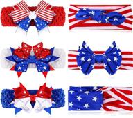 adorable 4th of july girl's headband set: white, blue, and red independence day baby hairbands – american flag baby headbands and baby girl hairbands (6 pieces) logo