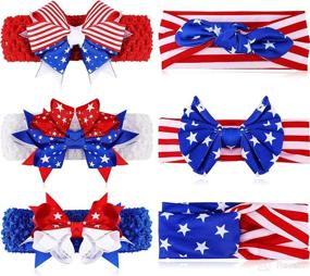 img 4 attached to Adorable 4th of July Girl's Headband Set: White, Blue, and Red Independence Day Baby Hairbands – American Flag Baby Headbands and Baby Girl Hairbands (6 Pieces)