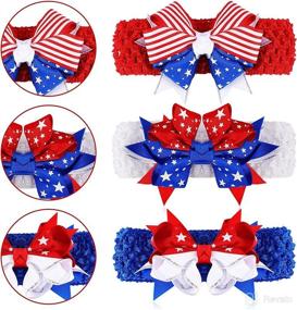 img 1 attached to Adorable 4th of July Girl's Headband Set: White, Blue, and Red Independence Day Baby Hairbands – American Flag Baby Headbands and Baby Girl Hairbands (6 Pieces)