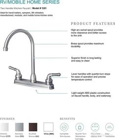 img 2 attached to 🚰 Laguna Brass 1201SS RV/Motorhome 2-Handle Non-Metallic High Arc Swivel Kitchen Faucet in Brushed Nickel