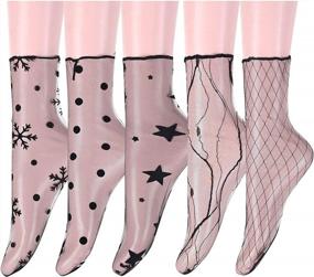 img 4 attached to 5 пар черных сетчатых носков в сеточку для женщин, носки в готическом стиле для девочек - SOCKFUN