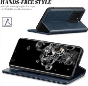 img 1 attached to RFID Protection Galaxy S20 Ultra Wallet Case - Dark Blue Stand Flip Cover With Card Holder