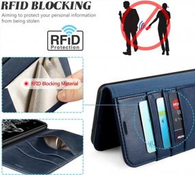 img 2 attached to RFID Protection Galaxy S20 Ultra Wallet Case - Dark Blue Stand Flip Cover With Card Holder