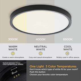 img 3 attached to TALOYA 12In LED Ceiling Light - 200W Equivalent, 3 Color Temperatures, Black Shell 1-Pack