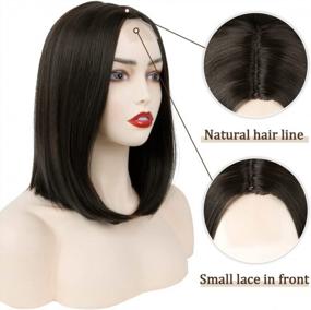 img 3 attached to Synthetic Wigs For Women: Short Straight Bob, Creamily Shoulder Length, Small Lace Front, Middle Parting - 14" Cosplay Custom Daily Party