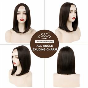 img 2 attached to Synthetic Wigs For Women: Short Straight Bob, Creamily Shoulder Length, Small Lace Front, Middle Parting - 14" Cosplay Custom Daily Party