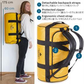 img 2 attached to Спортивная сумка SANDHAMN - водостойкая спортивная и дорожная сумка с ремнями для рюкзака - 60 л желтая сумка Weekender для мужчин и женщин от The Friendly Swede