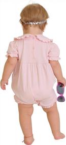 img 3 attached to Organic Smocked Romper: Pink Christening & Easter Outfit For Baby Girls By Dakomoda