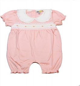 img 4 attached to Organic Smocked Romper: Pink Christening & Easter Outfit For Baby Girls By Dakomoda