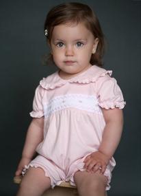 img 2 attached to Organic Smocked Romper: Pink Christening & Easter Outfit For Baby Girls By Dakomoda