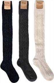img 3 attached to Женские вязаные гольфы выше колена для тепла осенью и зимой - Длинные носки и гетры от STYLEGAGA