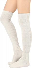 img 1 attached to Женские вязаные гольфы выше колена для тепла осенью и зимой - Длинные носки и гетры от STYLEGAGA