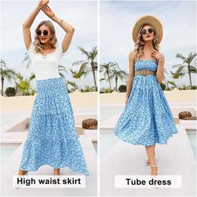 img 3 attached to Exlura Womens Bohemian Printed Pleated Women's Clothing ~ Skirts