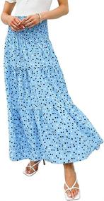 img 4 attached to Exlura Womens Bohemian Printed Pleated Women's Clothing ~ Skirts