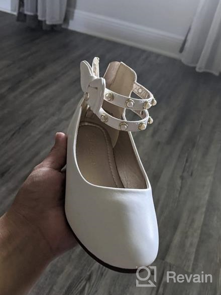img 1 attached to PANDANINJIA Cheryl Bow Princess Flower Ballerina Flats for 👸 Toddler/Little Girls with Pearl Double Straps and Dressy Mary Jane Style review by Matthew Harris