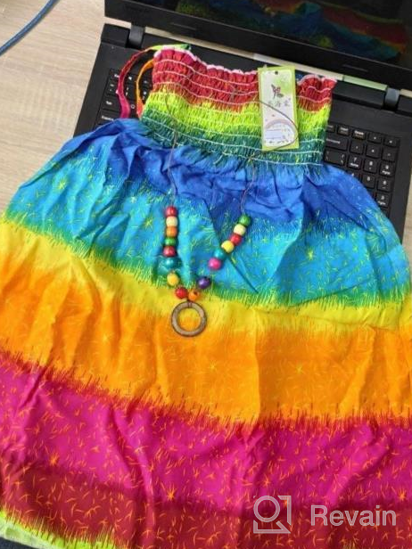 img 1 attached to 🌸 Flaunt Your Style with Girls' Bohemian Dresses - Floral Sleeveless Rainbow Beach Sundress with Necklace! review by Abby Johnson