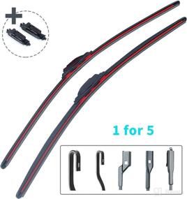 img 4 attached to 🚗 Water Repellent 22"+22" Windshield Wiper Blades - Combo Pack of 5 for Ford, Toyota, Honda, GMC Sierra - OEM Front Blades with Hook Top Pinch Lock - All Season Replacement by Veceleri