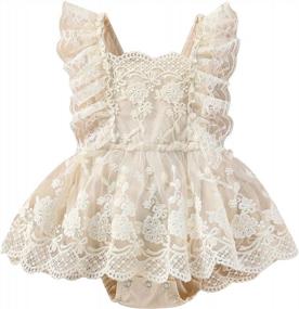 img 4 attached to Boho Baby Girl Romper With Lace Details, Perfect For Newborn Photography And Special Occasions