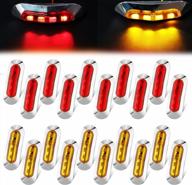 waterproof led marker lights for trucks, cars, vans, caravans, and boats - pack of 20, red and amber 3.6 inch signal lamps with dc12v-24v compatibility for front and rear trailers logo