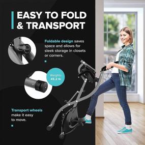 img 3 attached to Foldable Magnetic Exercise Bike With 16 Resistance Levels - Padded Saddle, Safety Straps, LCD Monitor, Performance Tracker & Multiple Exercise Modes - RIF6