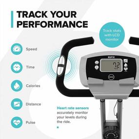 img 2 attached to Foldable Magnetic Exercise Bike With 16 Resistance Levels - Padded Saddle, Safety Straps, LCD Monitor, Performance Tracker & Multiple Exercise Modes - RIF6