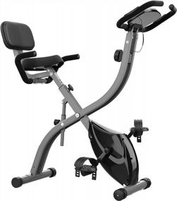 img 4 attached to Foldable Magnetic Exercise Bike With 16 Resistance Levels - Padded Saddle, Safety Straps, LCD Monitor, Performance Tracker & Multiple Exercise Modes - RIF6
