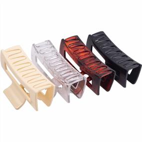 img 4 attached to Set Of 4 Non-Slip Rectangle Hair Clips For Women And Girls - 3.5" Hair Claws For All Hair Types - Square Hair Jaw Clips With Strong Hold - Black, Tortoise, White, And Clear Colors Available