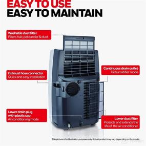 img 1 attached to Honeywell Black/Silver Portable Air Conditioner with Dehumidifier and Fan, Cools Rooms Up to 700 Sq. Ft. with Drain Pan and Insulation Tape, MN4CFS9, 29.400