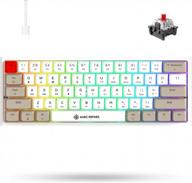 felicon 60% portable mechanical gaming keyboard, 14 chroma rgb backlight, dye-sublimation keycap, type c wired, full anti-ghosting, for pc/windows/mac/ps4/xbox (white grey/red switch) logo