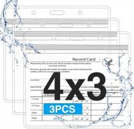 durable waterproof 12-pack clear card protector with 3 lanyard slots and resealable zip for name tags, id cards and badge holders - sooez pvc card holder 4x3 horizontal card sleeve logo