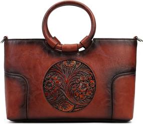 img 4 attached to Embossed Organizer Top Handle Handmade Crossbody Women's Handbags & Wallets : Satchels