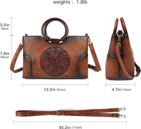 img 2 attached to Embossed Organizer Top Handle Handmade Crossbody Women's Handbags & Wallets : Satchels