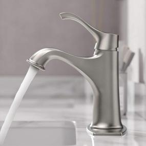 img 3 attached to Brushed Nickel Single Handle Bathroom Faucet, Sleek Design For Sink With 1 Hole, Deck-Mounted Washbasin Faucet Without Pop-Up Drain By HGN Modern