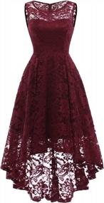 img 4 attached to Floral Delight: MUADRESS Women'S Elegant Hi-Lo Cocktail Dress With Lace Details