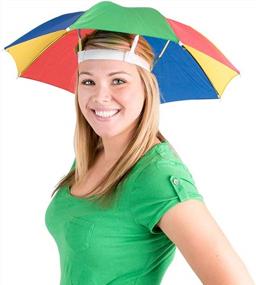 img 4 attached to Umbrella Hat - Colorful Party Hats - 20 Inch, Hands Free, Funny Rainbow Colorful Beach Party Hats
