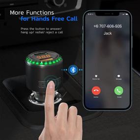 img 3 attached to 🚗 Nulaxy Bluetooth FM Transmitter Car Adapter with Dual USB Car Charger, QC3.0 Quick Charging, Hands-Free Calling, 2 Playing Modes, 7 Color LED Lights - KM32