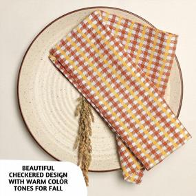 img 3 attached to Folkulture Set Of 6 Washable Cloth Napkins For Rustic Kitchen Décor & Special Occasions – 100% Cotton Napkins In Ginger Spice, 20 X 20 Inches.
