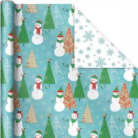 img 1 attached to 🎁 Hallmark Reversible Christmas Wrapping Paper - Rustic Santa, Snowmen, Candy Canes, Stripes, Snowflakes - 3 Rolls, 120 sq. ft. total - 'Merry Christmas to You'