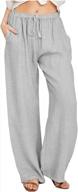 женские повседневные льняные брюки-палаццо yoawdats с высокой талией, сплошной цвет, свободный крой с карманами и кулиской! логотип