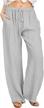 women's yoawdats casual linen palazzo pants - high waisted, solid color & drawstring loose fit with pockets! logo