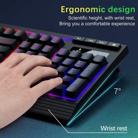 img 1 attached to TopMate Wireless Keyboard And Mouse Set With Backlighting And Wrist Rest - 2.4G Rechargeable Rainbow LED Gaming Combo, 2400DPI Mouse, Compatible With Windows/Mac/Laptops/PCs