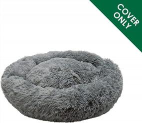 img 3 attached to Large Gray Faux Fur Donut Dog Bed Replacement Cover - Ultra Calming By Furhaven Plush!