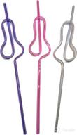 🍆 pleasure-enhancing penis mold straws (12 pack) in luscious pink, passionate purple, and crystal clear logo