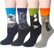 womens fun socks famous painting patterned art socks & printed cool novelty funny socks for women logo