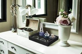img 3 attached to HofferRuffer Faux Leather Vanity Tray - The Ultimate Desk Organizer In Black