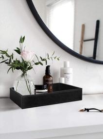 img 1 attached to HofferRuffer Faux Leather Vanity Tray - The Ultimate Desk Organizer In Black